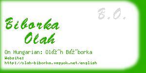 biborka olah business card